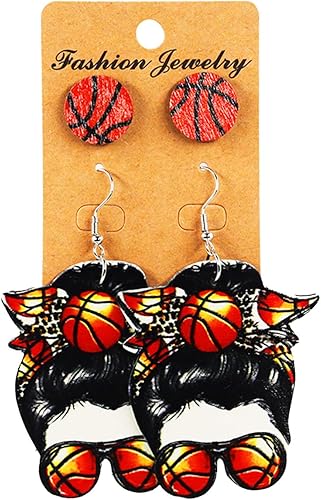 Juego de aretes colgantes de poliuretano para fútbol, baloncesto, voleibol, béisbol, aretes colgantes para fanáticos de los deportes, joyería de