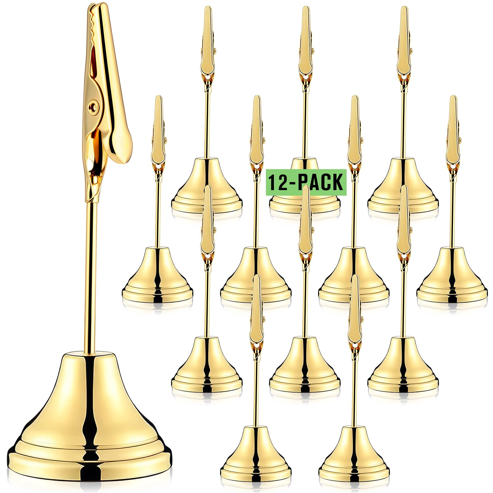 Skyygemm 12 Pcs Table Number Holders Metal Alligator Clip, Gold, 3 Inch