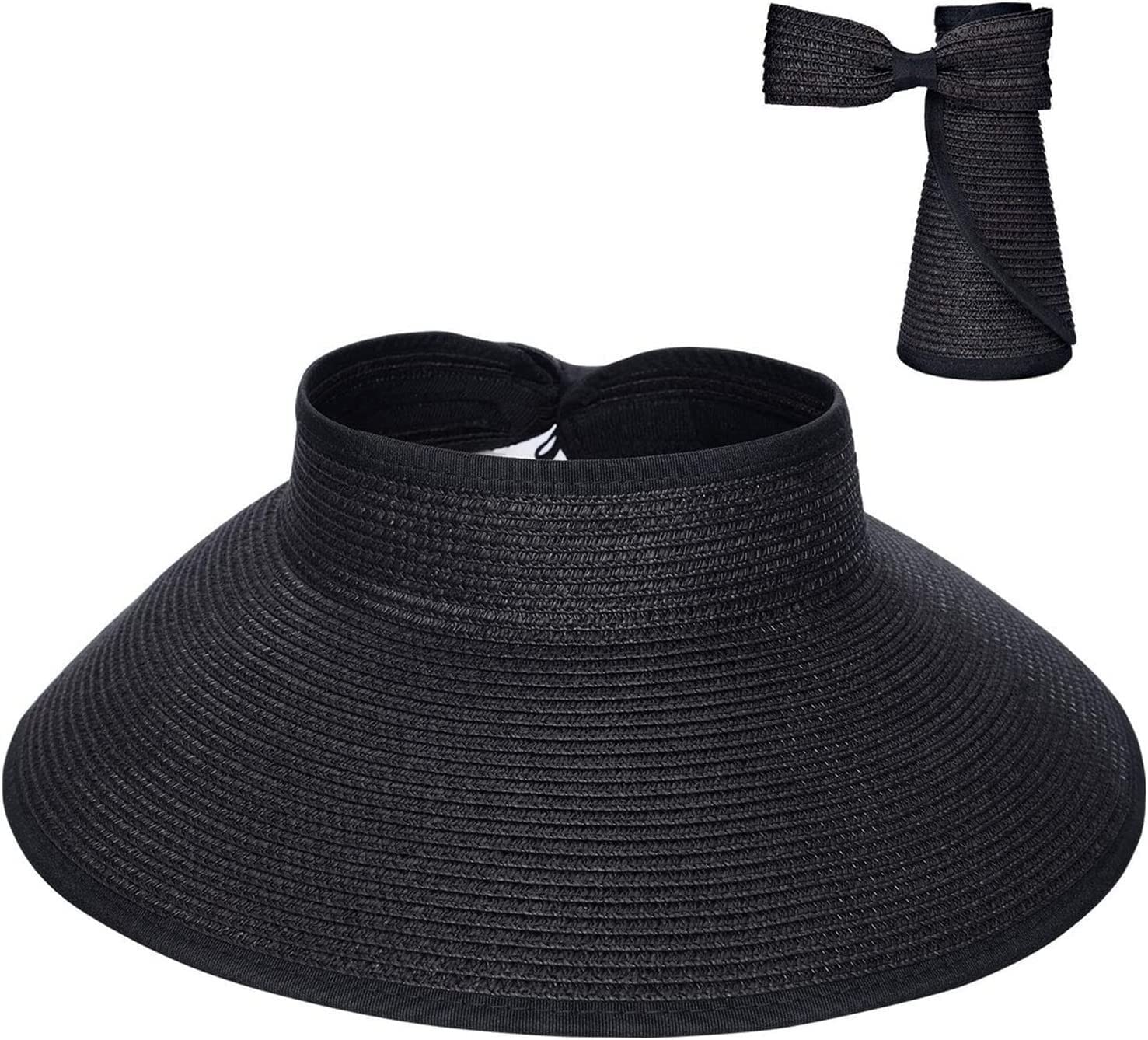 Casquette Visiere Femme, Summer Chapeau De Soleil D'été Pliable Large Bord Plage Paille Dames Pliable, Chapeau de Plage