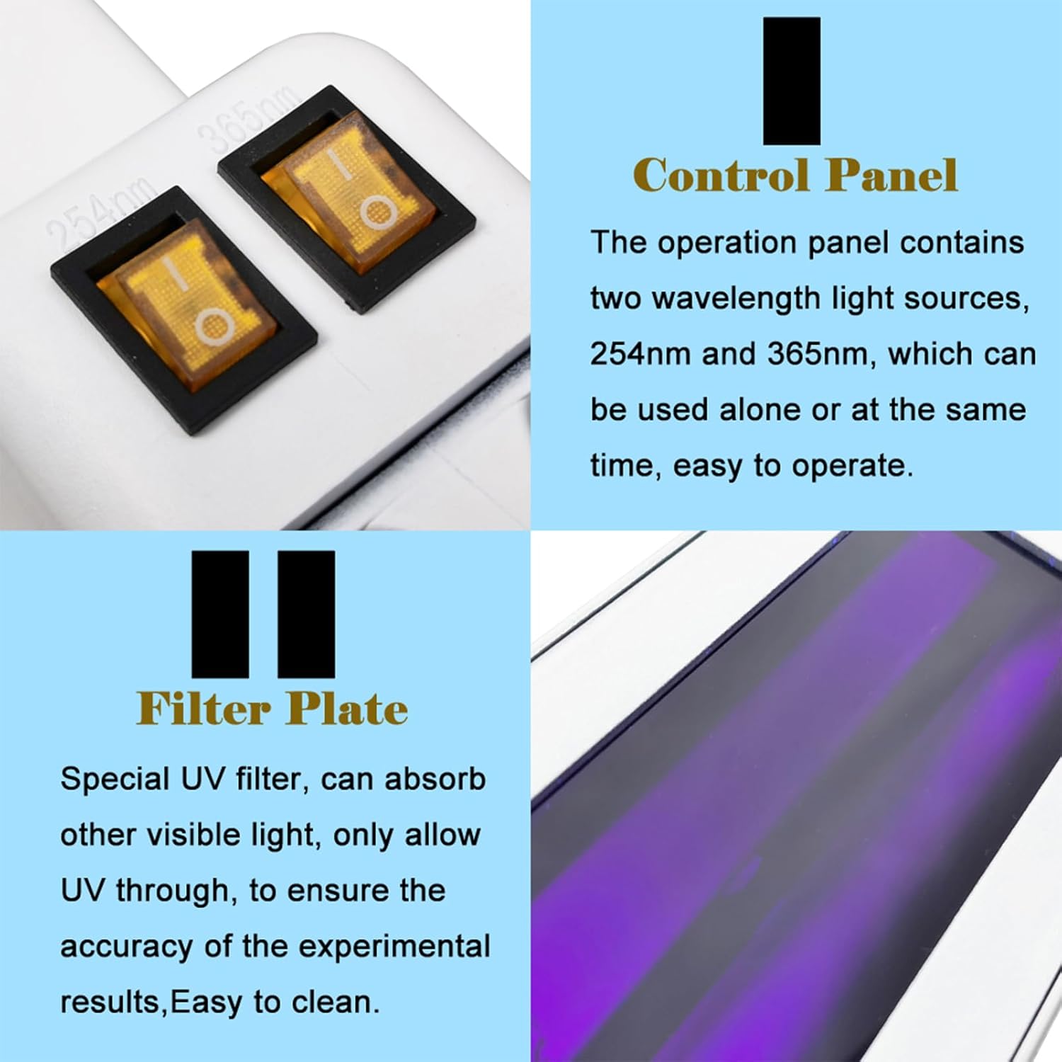110V Lab UV Analyze Lamp Portable Ultraviolet Analyzer UV Detection Lamp Handheld Portable Wavelength 254nm 365nm Ultraviolet Analyzer Lamp