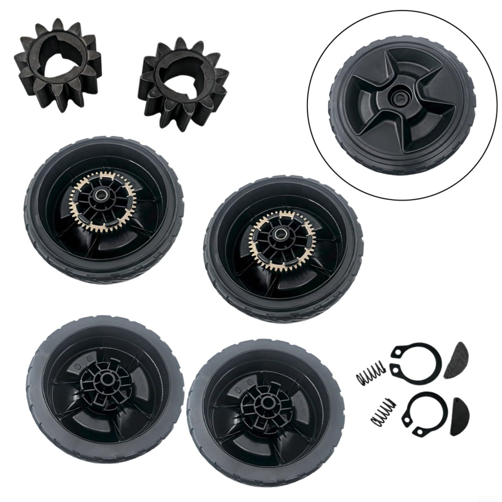Ruedas para cortacésped y kit de engranajes de transmisión de 12 dientes, 8 pulgadas de diámetro y 2 pulgadas de ancho, para Honda HRN216 VKA VKAA para vla VLAA VYA VYAA 44710-VR8-N00ZA
