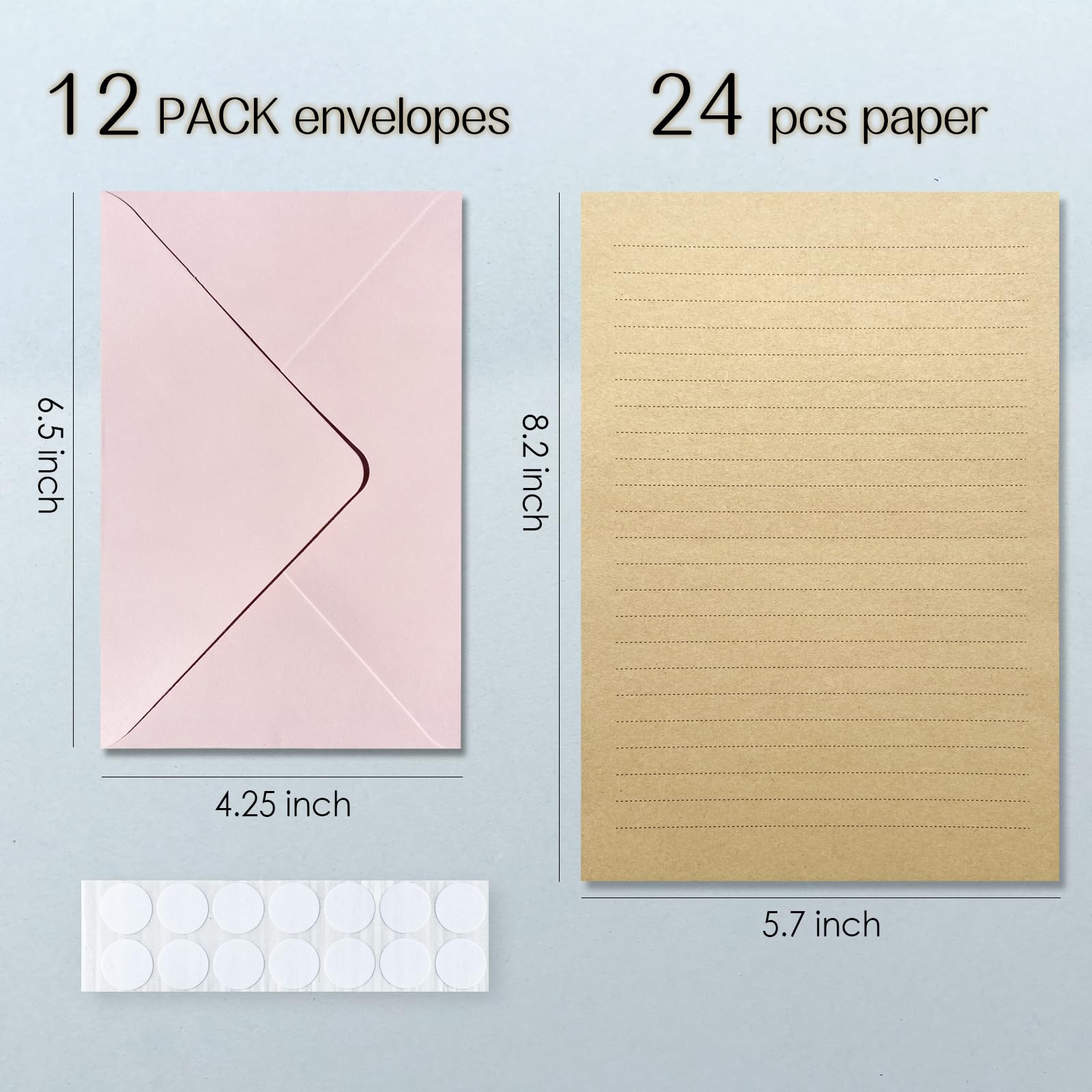 Tuhangcc Premium Velvet-Touch Briefpapier Set - Einzigartiges Design mit 24 Briefbögen, 12 Umschlägen (4x6) - Elegantes Schreibset für Liebesbriefe & Partyeinladungen (Rosa)