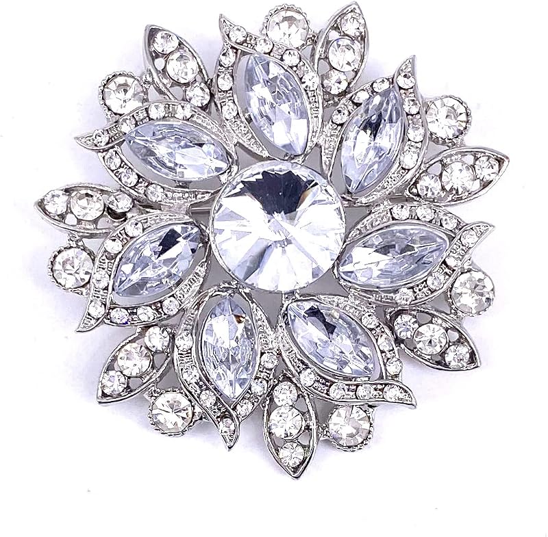 LAXPICOL Broche de Flor Elegante de Cristal Austriaco Vintage para Mujer Broche de Boda