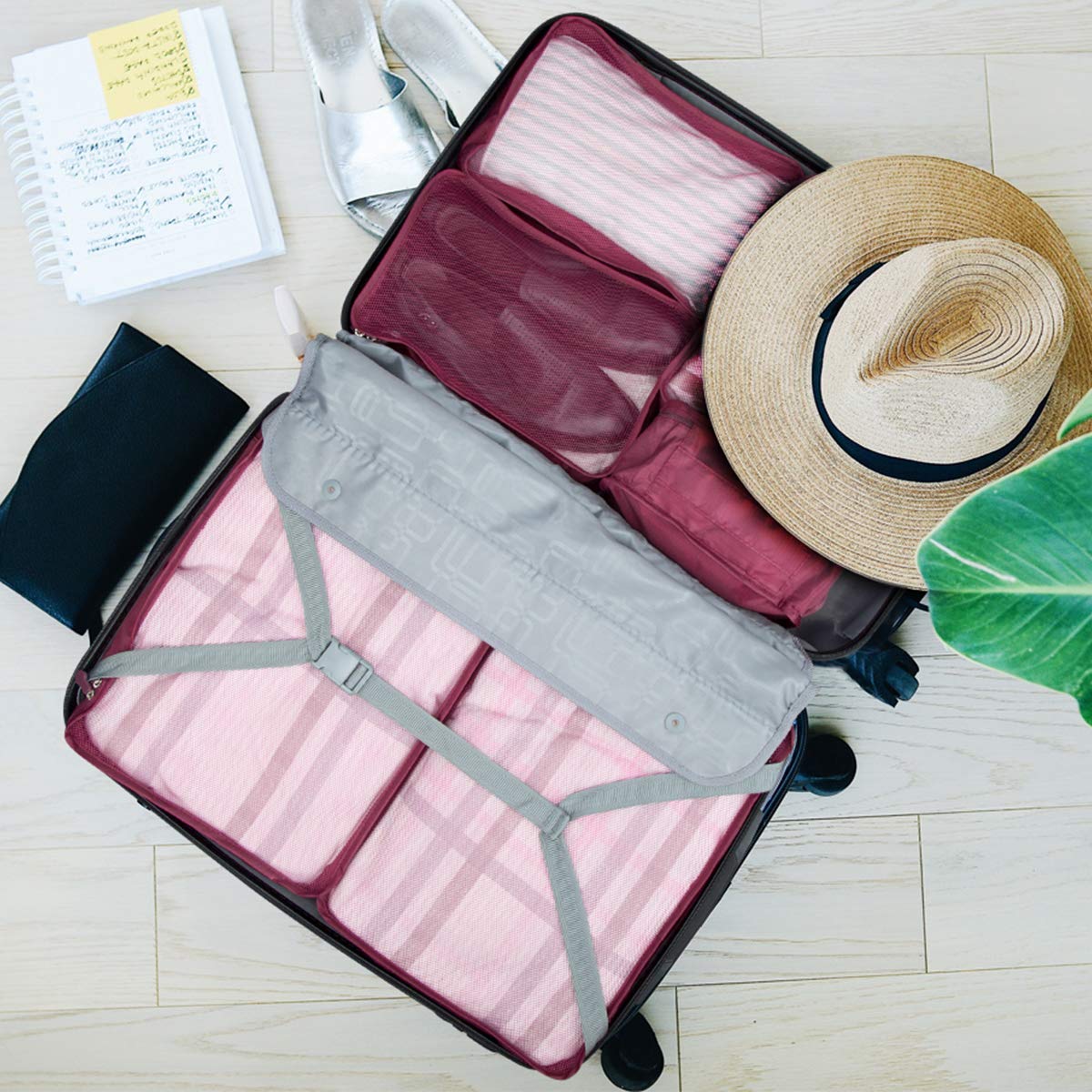 Set Di 10 Cubi Da Imballaggio Per Valigie - Organizer Da Viaggio In Nylon, Borse Per Vestiti, Scarpe, Biancheria E Accessori, Leggeri E Impermeabili - 2