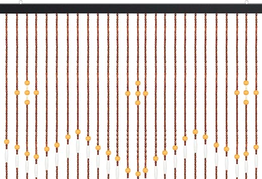 Bamboo Door Curtain 90 x 208 cm Wooden Beads Door Curtain Bead Curtain Boho Style Fly Curtain Decor Privacy Screen Room Divider for Balcony/Patio/Kitchen/Living Room (Chocolate Brown)