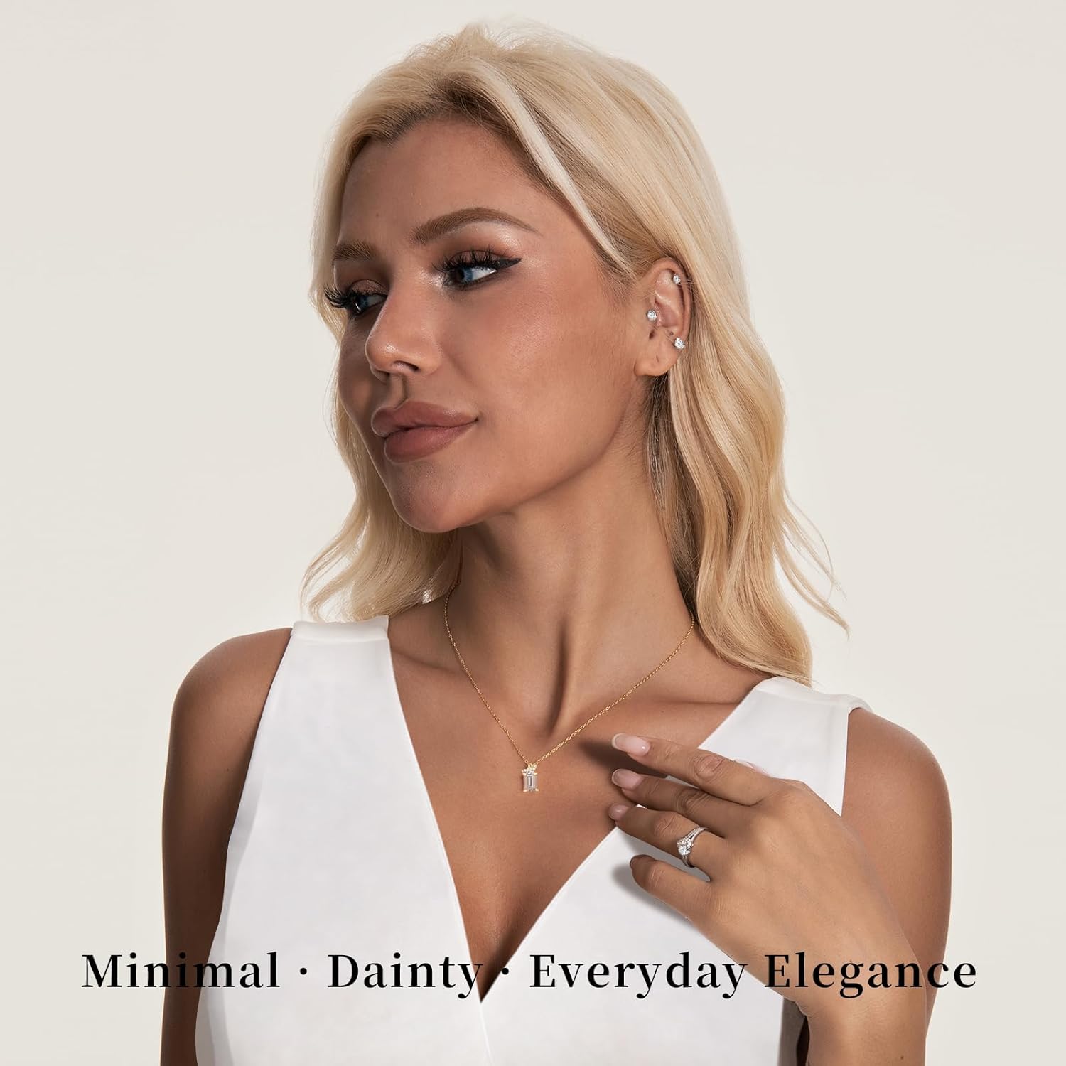 Gold Plated Necklace with 925 Sterling Silver Chain, Dainty Emerald-Cut CZ Pendant Necklace for Women, Hypoallergenic Non Tarnish Jewelry Gift - Image 3