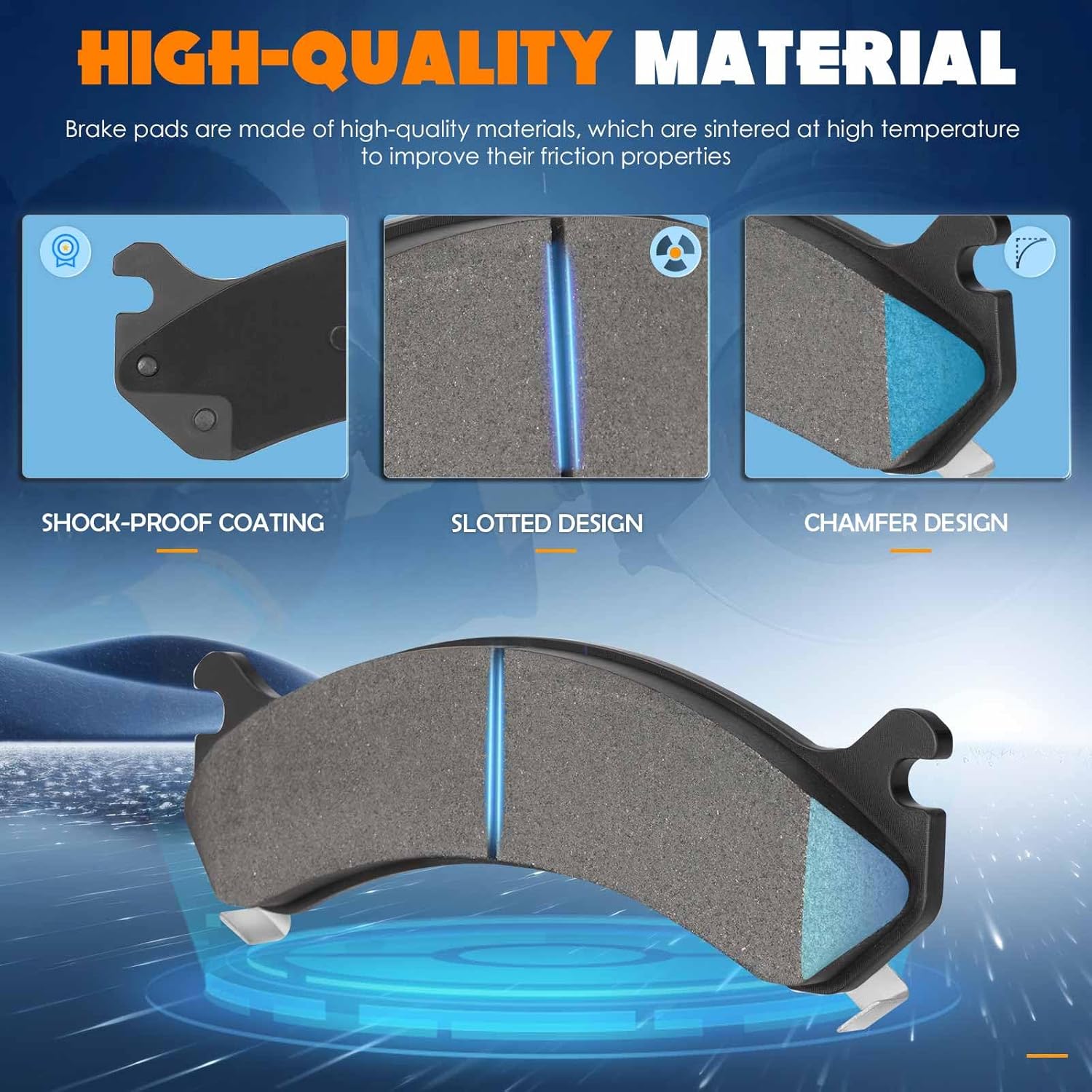 4PCS Front Semi-Metal Brake Pads Set Fit for Chevry Silverado 2500,GMC Sierra 2500 1999-2004,for For Hummer H2 2003-2009,Avalanche 2500 2002-2006,Express 2500 2003-2020