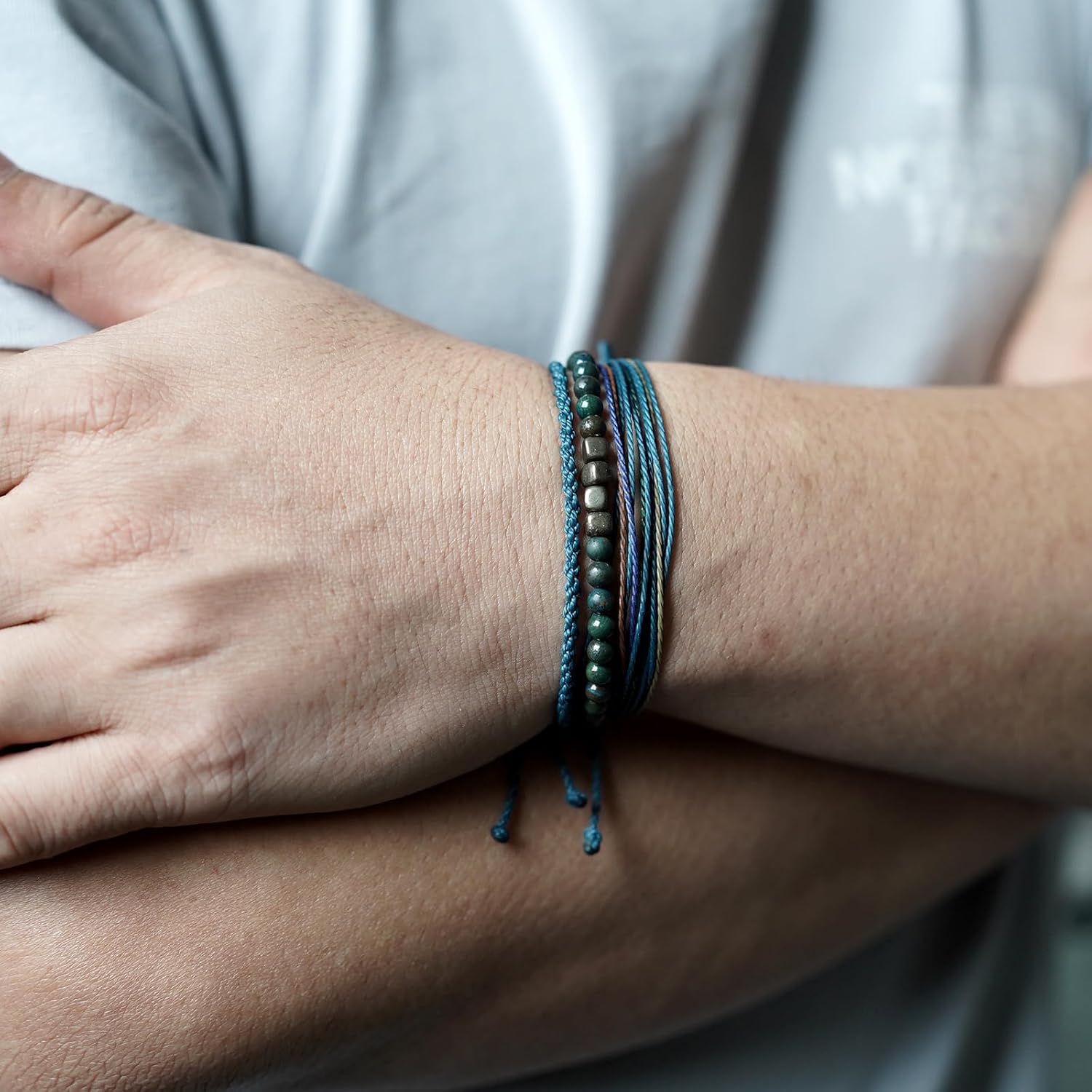 Handmade Natural Gemstone Beaded Healing Bracelet for Men, Adjustable Waterproof Rope String Bracelet with Square Pyrite Beads, Birthday Gifts for Him…