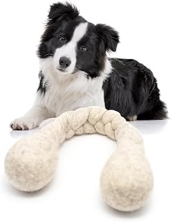 Glaciart One 15-Inch Dog Wool Rope Toy - Durable Chew Toys for Small and Medium Breeds - Natural, Plastic-Free, Non-Allergic - Long-Lasting Play and Activity Ball for Dogs, Indoors and Outdoors