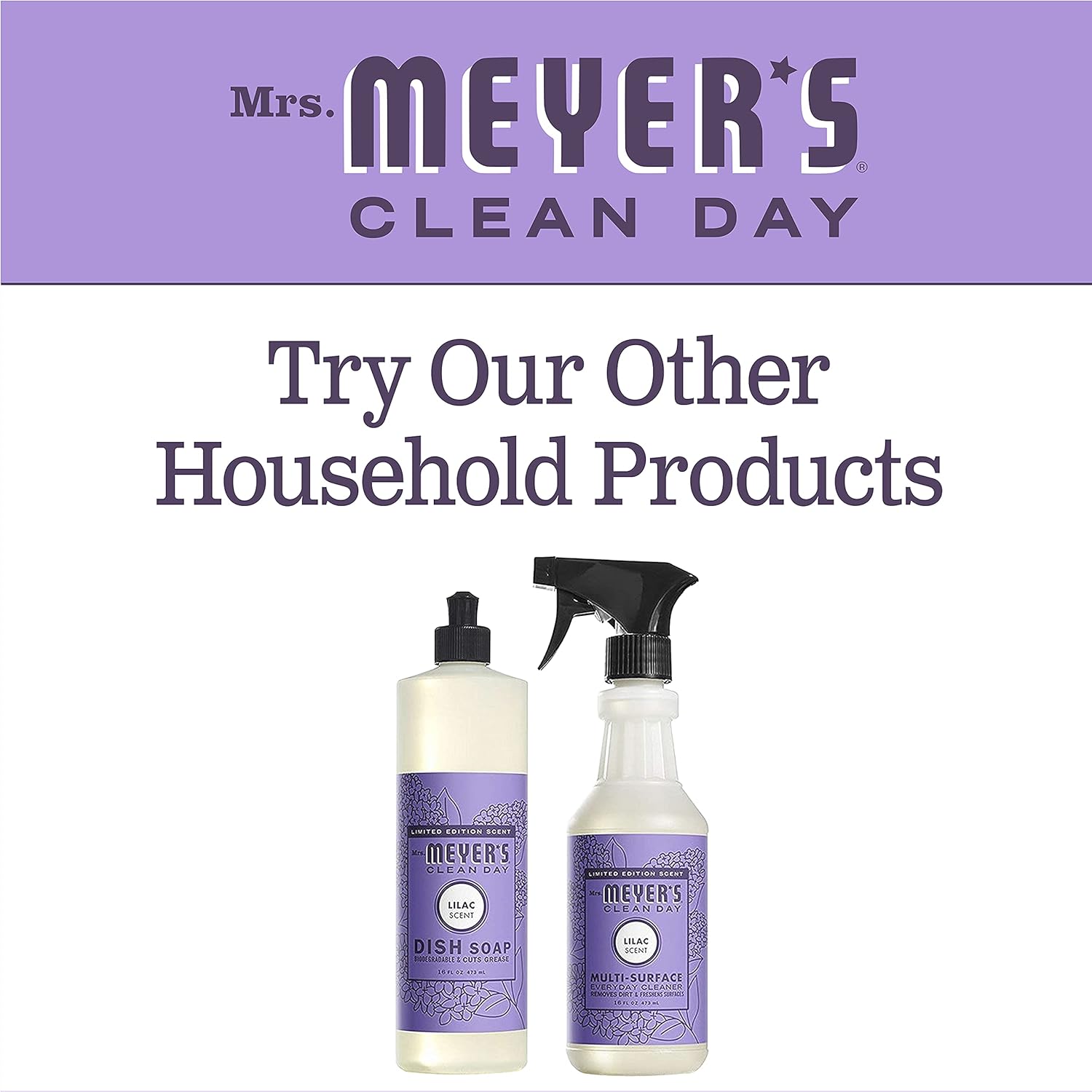 MRS. MEYER'S CLEAN DAY Dishwashing Liquid Dish Soap, Cruelty Free Formula, Lilac Scent, Clear, 16 Fl Oz : Health & Household