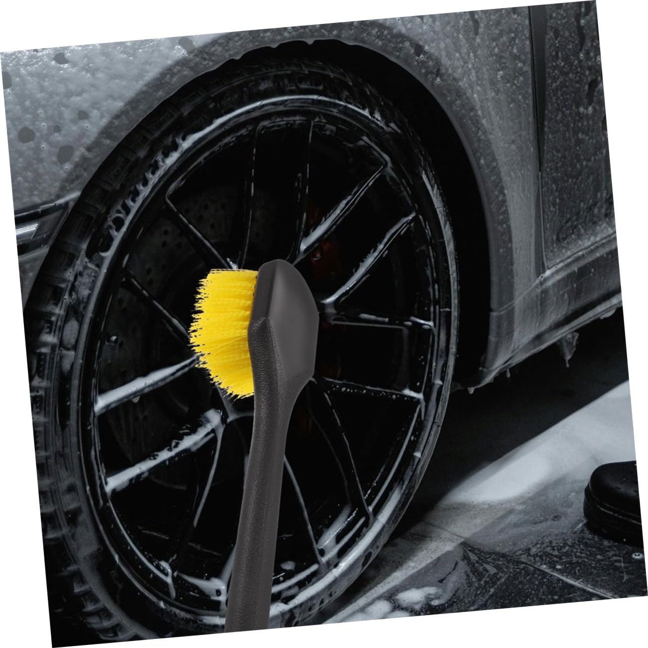 SOIMISS 2pezzi Spazzola per Pulizia Cerchi Auto Manico Setole Resistenti Kit per Detailing Auto e Pulizia Pneumatici Rimuove Sporco Efficacemente