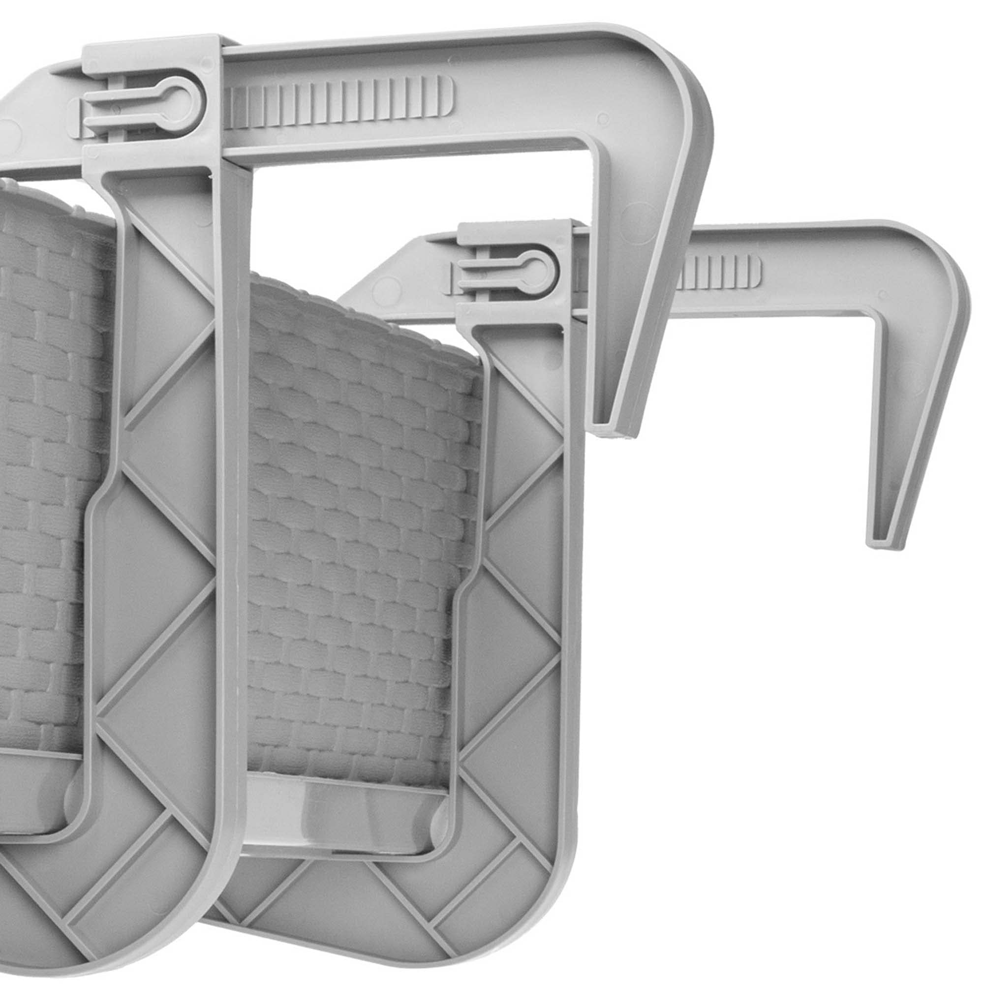 KADAX Macetas de Plástico Imitación Ratán, Maceteros Rectangulares con Platillos y Soportes para Exterior, Jardineras Colgantes (3: Gris, 60 cm, Aprox. 36L)