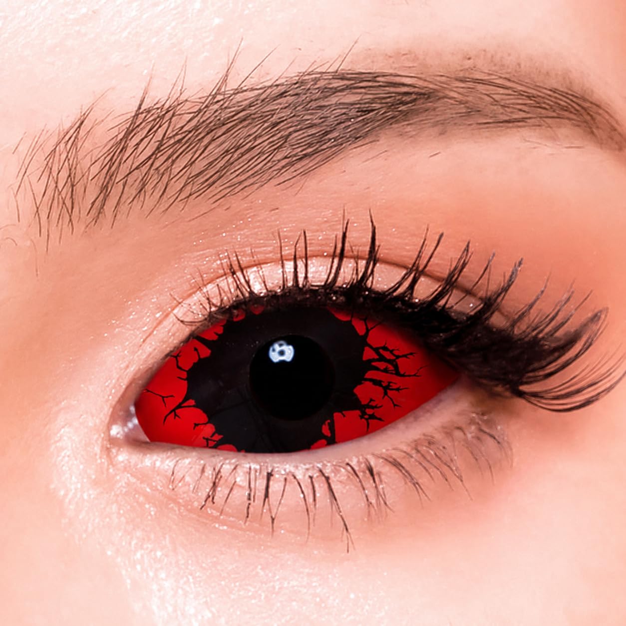 Soczewka kontaktowa twardowkowa - Red Rage - 1 para 2 soczewek - Do uzytku przez 1 rok - Bez mocy - COSPLAY - HALLOWEEN