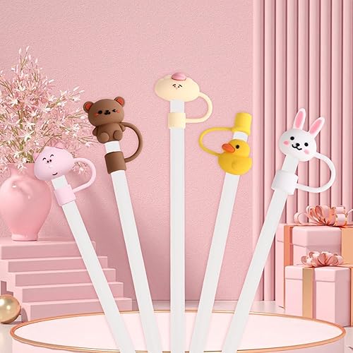 Miniatura 5 de Aitsite Tapa de popote para copa Stanley, 5 fundas de silicona para vaso de 40 onzas y 30 onzas, lindas pajitas para 0.394 in de diámetro, bolas