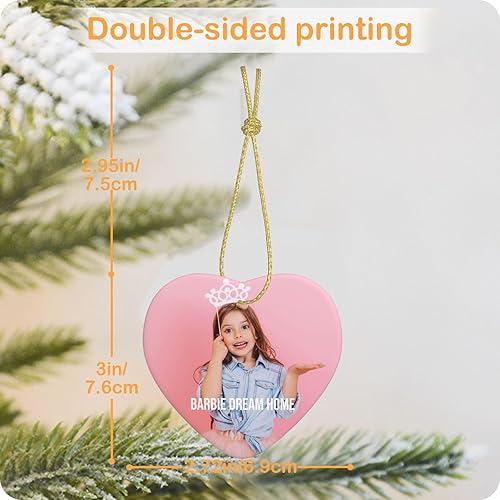 Miniatura 5 de Adornos de Navidad personalizados con fotos para Navidad 2023, añade tu texto de imagen, decoración colgante de árbol de Navidad de cerámica, regalo