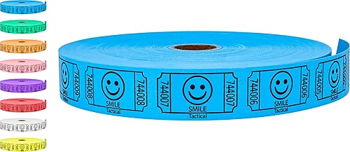 Tacticai 2000 Raffle Tickets, Smile, Blue (1 of 8 Colors), Single Roll, Ticket for Events, Entry, Class Reward, Fundraiser & Prizes Azul
