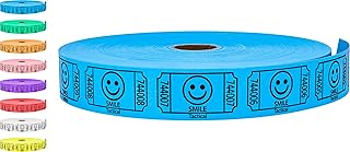 Tacticai 2000 Raffle Tickets, Smile, Blue (1 of 8 Colors), Single Roll, Ticket for Events, Entry, Class Reward, Fundraiser & Prizes