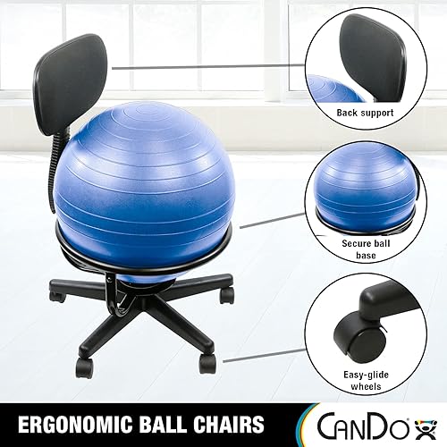 Miniatura 4 de CanDo Silla de bola de metal Silla de bola de ejercicio ergonómica inflable con bomba de aire para el hogar, la oficina y el aula