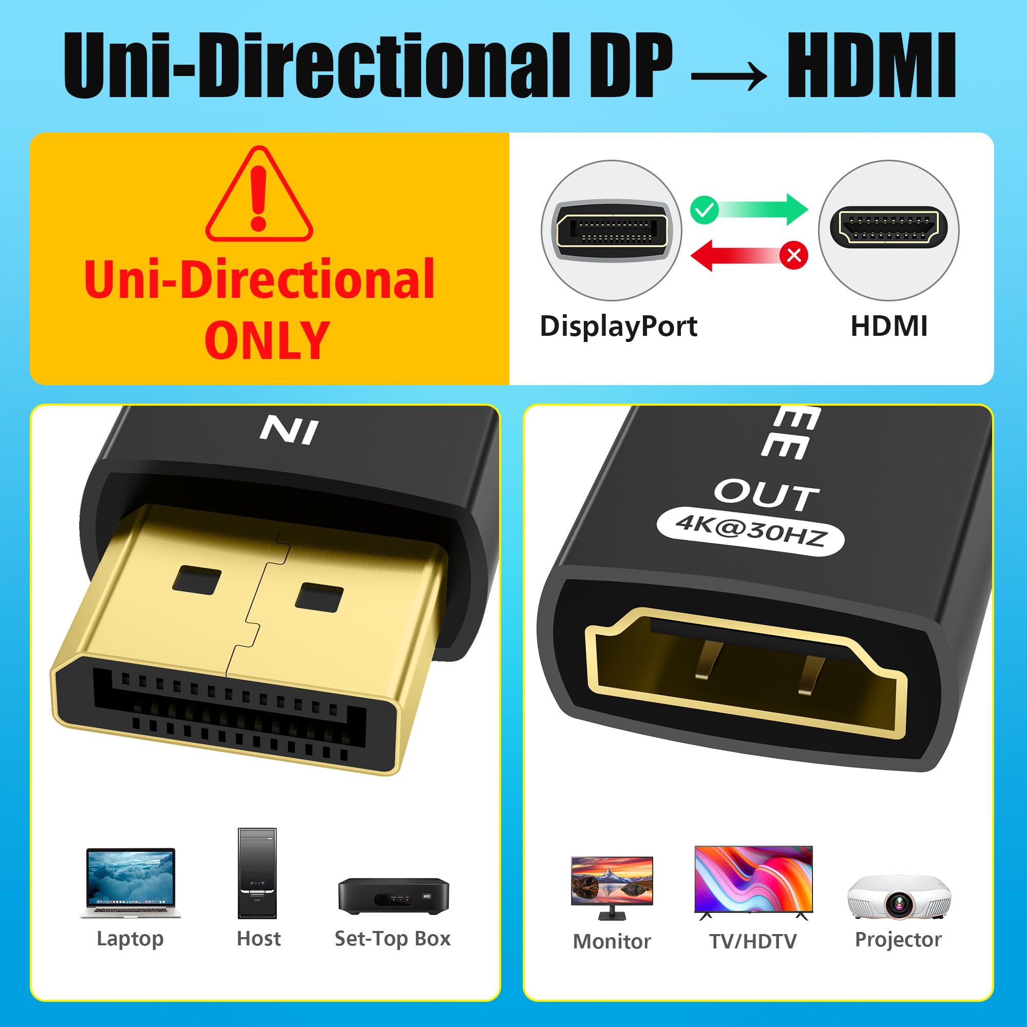 Amazon.com: AGVEE 2 Pack Display Port to HDMI 4K@30HZ Adapter