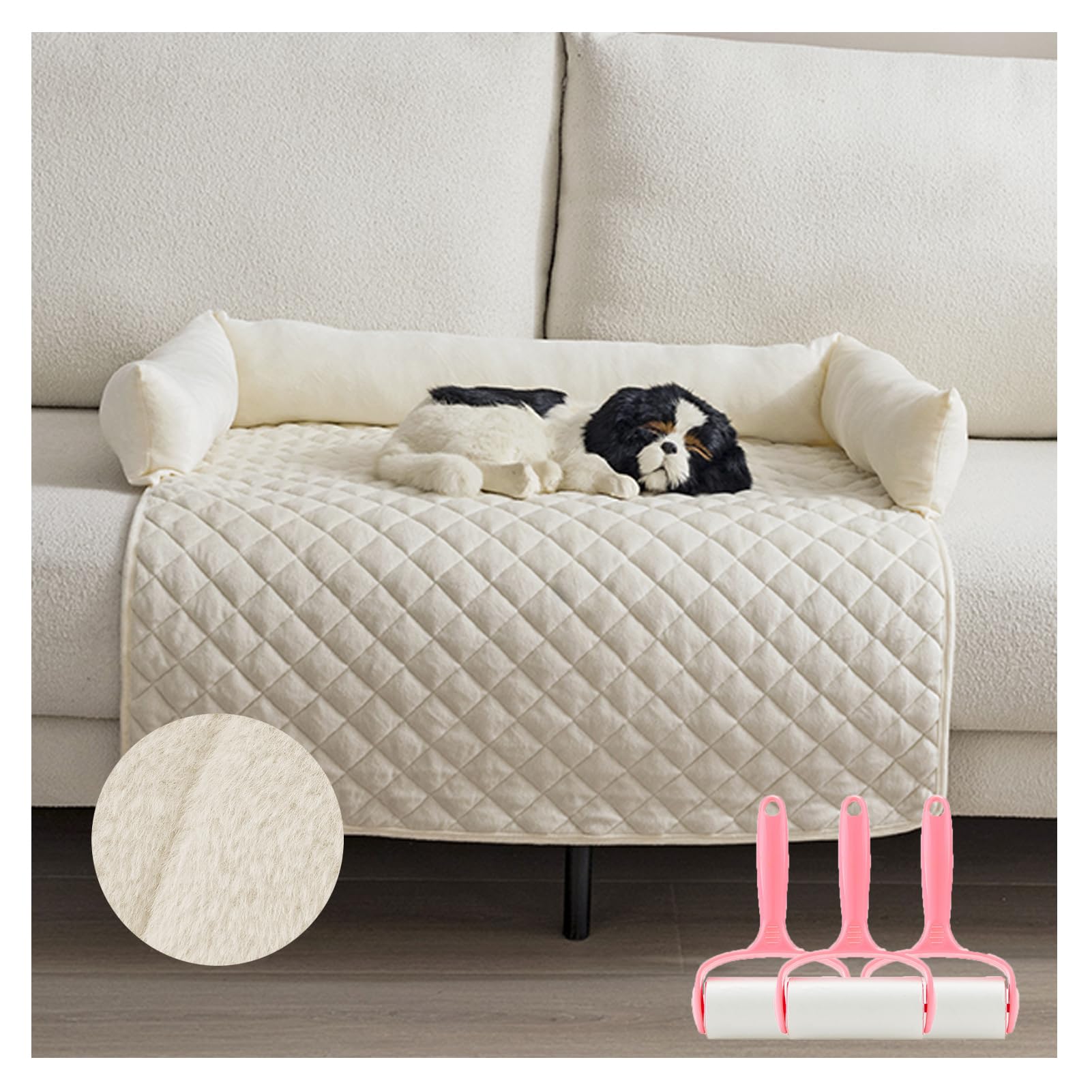 Hundebett Plüsch, Hundedecke Sofa, Sofaschutz Hund, Waschbar rutschfest Hundebetten, Hundekissen, orthopädisches Hundebett (Weiß,75 * 75cm)