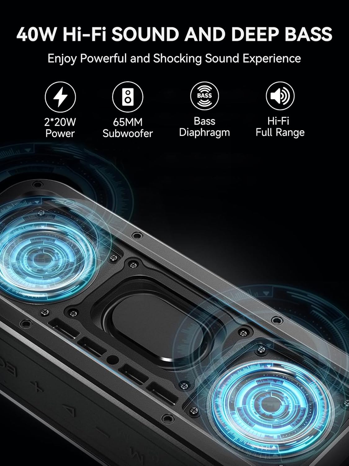 Magnetic Golf Speaker, Golf Cart Speakers Bluetooth - 40w Loud Bluetooth Speaker, Portable IPX7 Waterproof, Deep Bass, EQ, TWS, 30H Battery - Golf Accessories for Men - Image 3