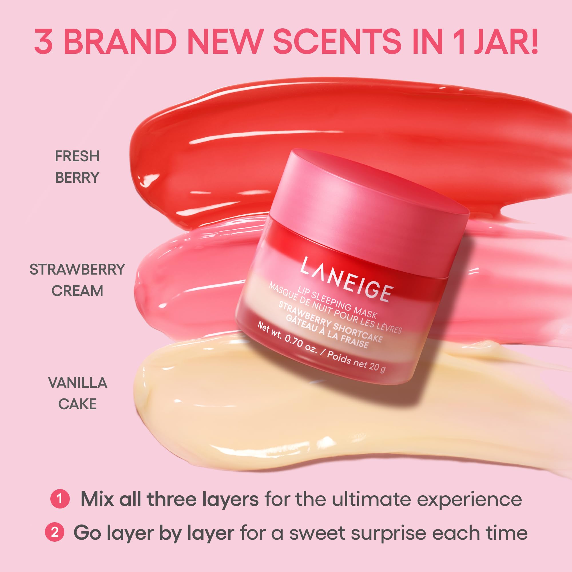 LANEIGE Lip Sleeping Mask: Nourish, Hydrate, Vitamin C, Murumuru & Shea Butter, Antioxidants, Flaky, Dry Lips: Strawberry Shortcake