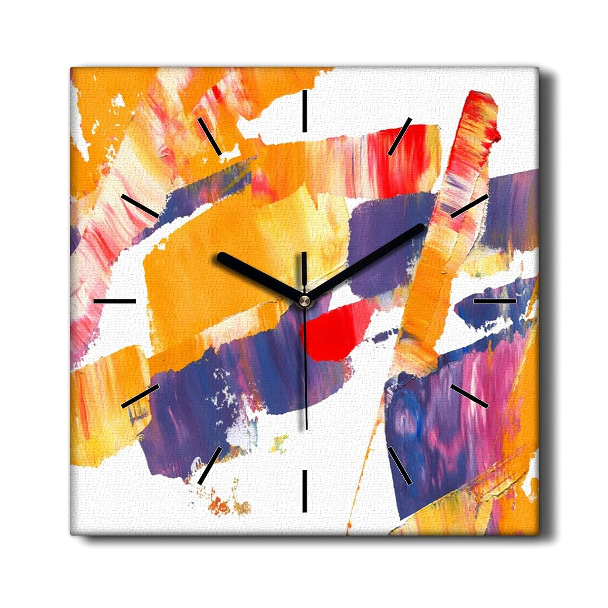Horloge Murale sans tic-tac Silencieuse 30x30cm Horloge sur Toile Abstraite