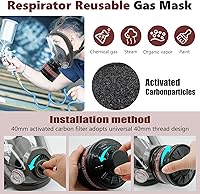 Vista 14 de Full face Respirator Mask - Gas Masks Survival Nuclear and Chemical with Activated Carbon Filter for Chemical Dust