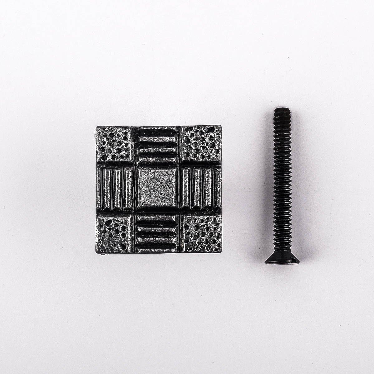 Renovators Supply Manufacturing Iron Cabinet Knob and Pulls Square Aztec Pewter Finish Cabinet Hardware