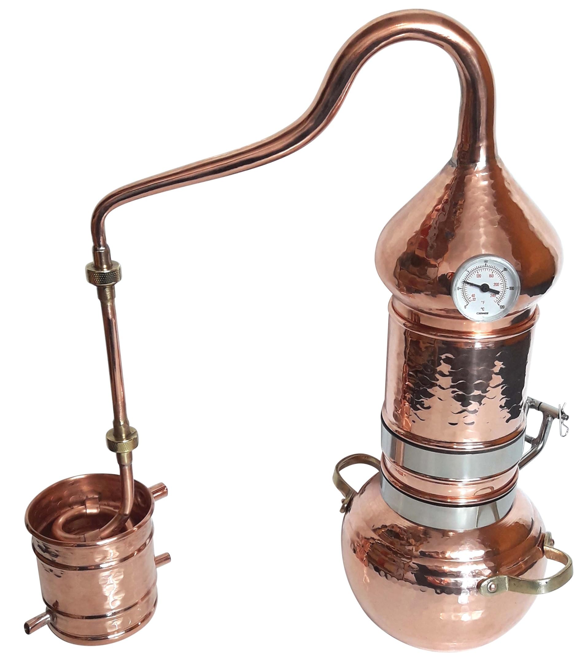 Kolonnenbrennerei aus Kupfer 2 L Thermometer - Destille ätherische Öle - mit Kippgestell