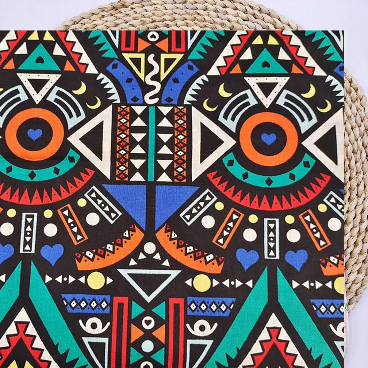 Tkanina bawełniana w stylu boho, towar sprzedawany na metry, geometryczny wzór, materiał do szycia z bawełny, materiał dekoracyjny w stylu retro, etniczne materiały do szycia, materiał