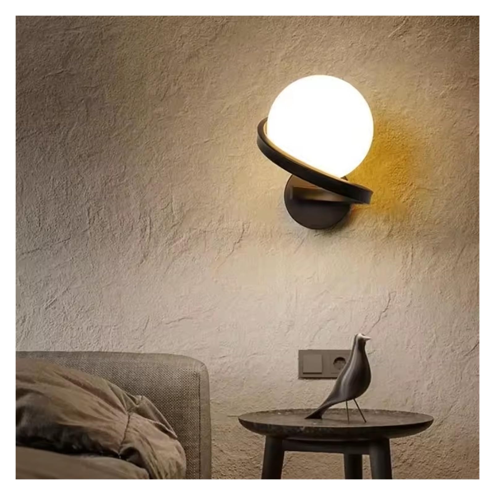 ITOSUI Wall Lamps LED Lights Lighting with Ball for Bedroom Home Living Room Decor Indoor Light for Aisle Corridor Interior Wall Sconce (Black) (Black)