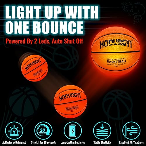 Miniatura 3 de Baloncesto que brilla en la oscuridad con bomba, baloncesto iluminado para niños y adolescentes, juguetes geniales para niños y niñas de 8 a 12