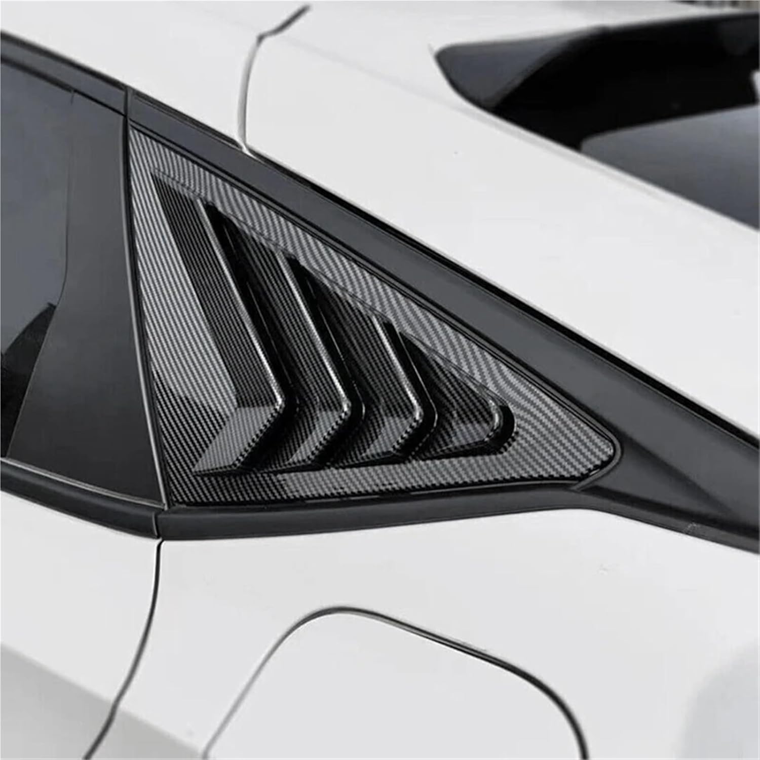 Rear Side Vent Quarter Window Louver Shutter Cover Parts Compatible with Honda Civic 2022 2023 Hatchback Carbon Fiber Color 00
