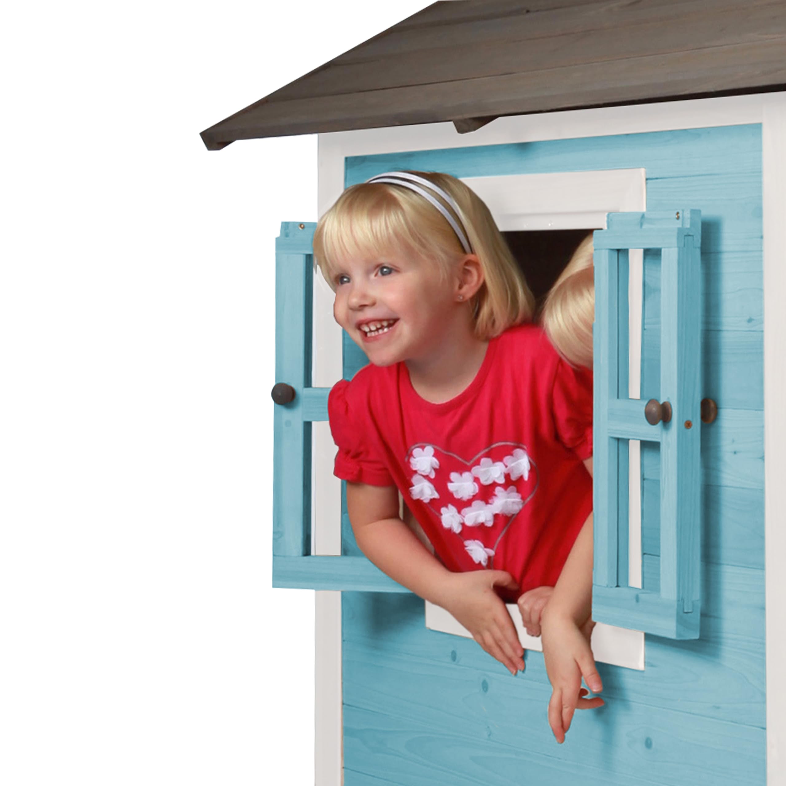 AXI Spielhaus Beach Lodge XL in Blau mit Rutsche in Blau | Stelzenhaus aus FSC Holz für Kinder | Kleiner Spielturm für den Garten