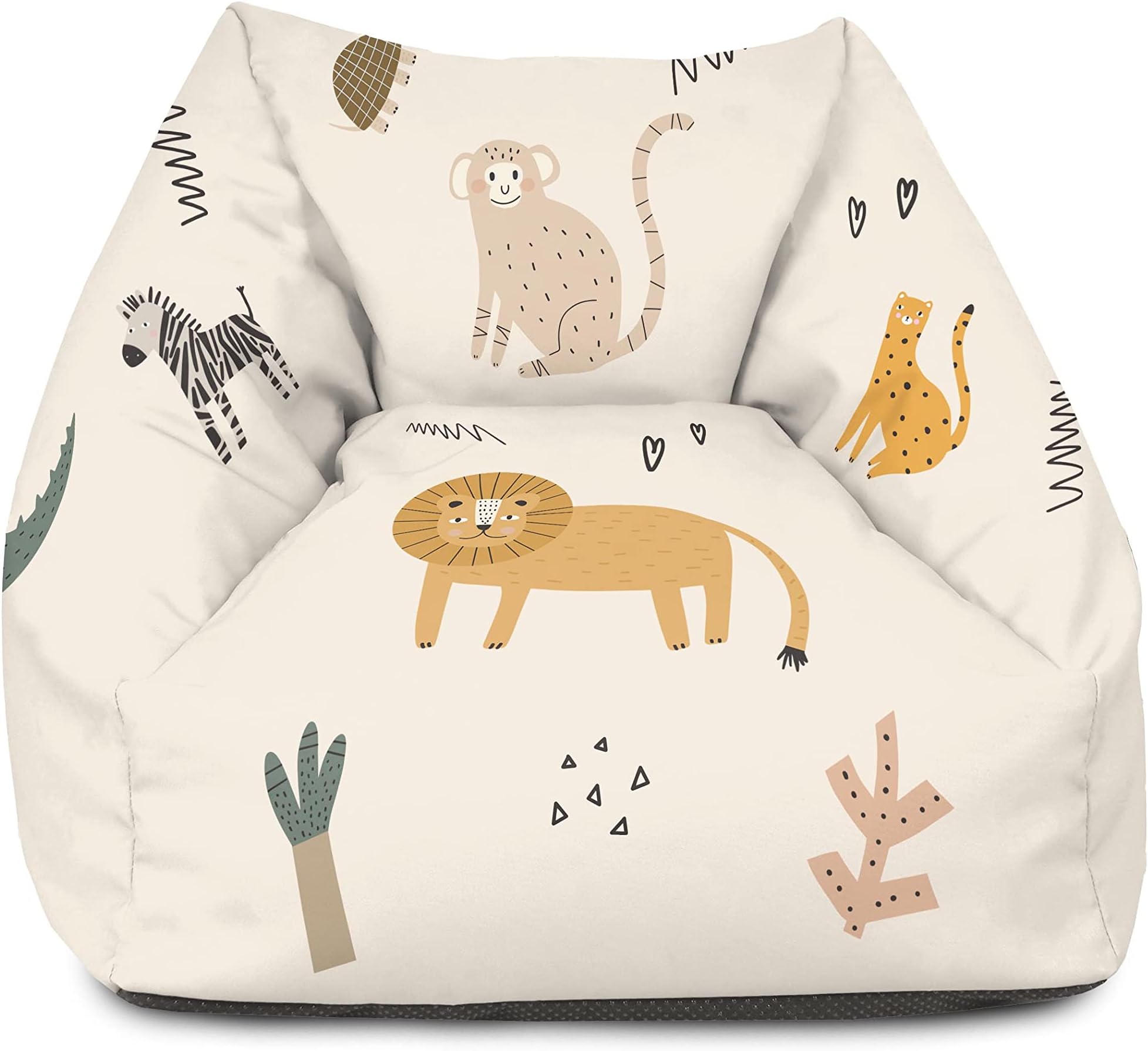 rucomfy Beanbags Snuggle Small Bean Bag Chair - Kids Armchair Beanbag Seat - Childrens Bedroom Furniture for Boys and Girls - Arrives Pre-Filled - 50 x 46 x 48cm (Safari Friends, Beanbag Only)