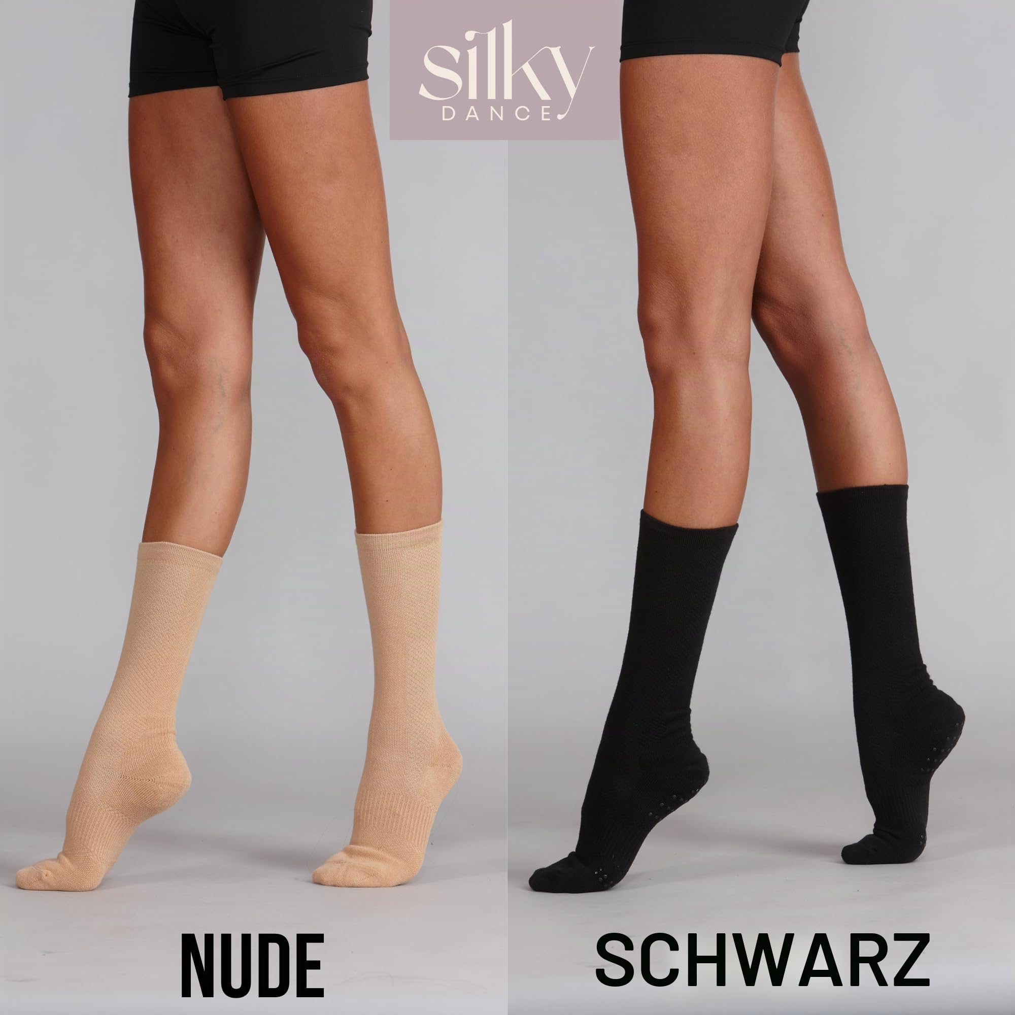 Tanzsocken mit Silikon-Drehgriffen und Drehpunkt, moderne Tanzsocken, Ballettsocken, für Mädchen und Frauen, hautfarben und schwarz