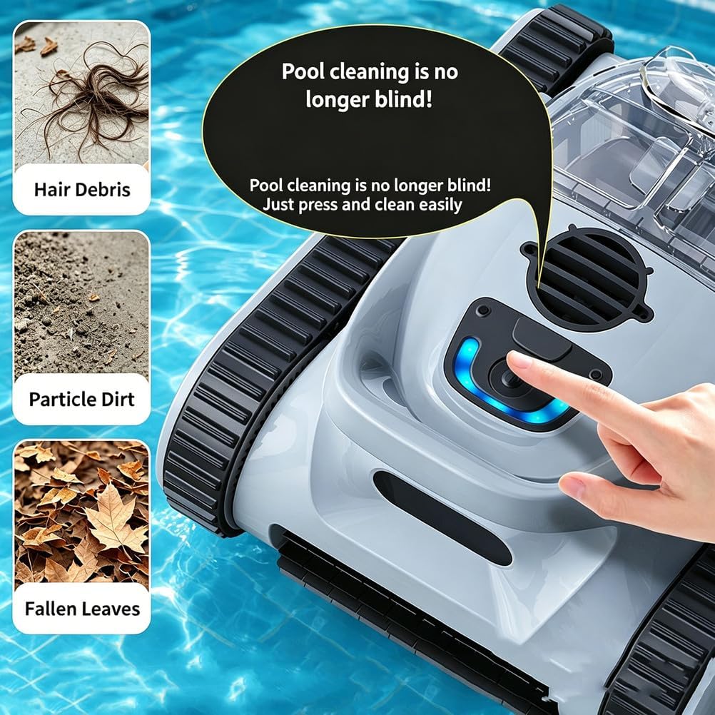 Automatic Pool Cleaner, 45000PA Suction, 250μm Filter, 7800mAh, 2.5H Fast Charge, Sonar Smart Path, Wall Climb, for Above/In-Ground Pools