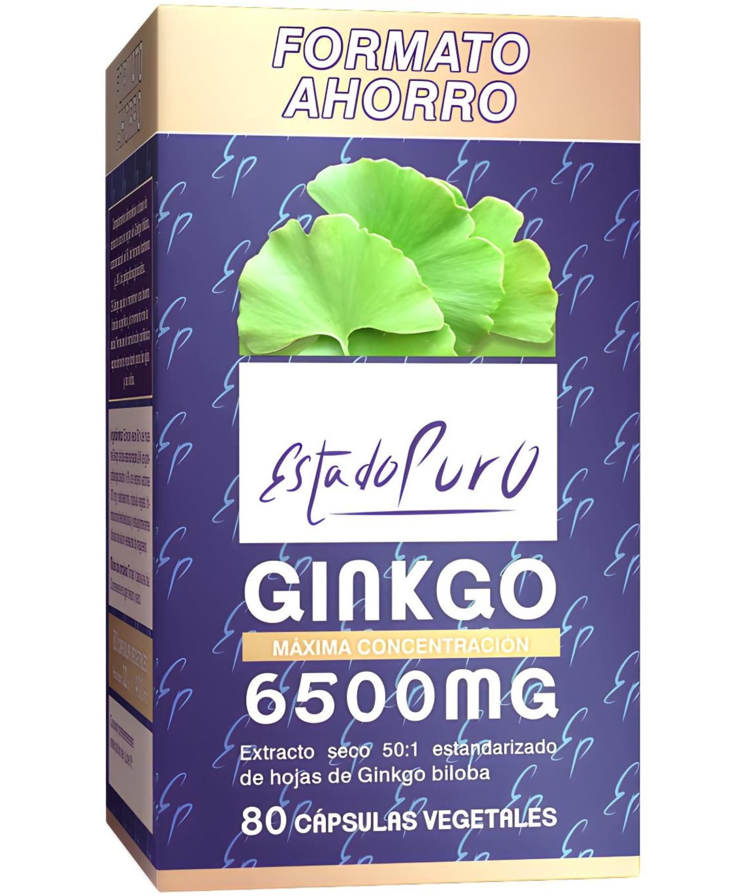 Ginkgo Biloba Estado Puro 6500mg | Extracto Estandarizado y Máxima Concentración | 24% de Flavonoides y 6% de Terpenos | Memoria y Concentración + Circulación | 80 Cápsulas de Tongil (Lote de 1)