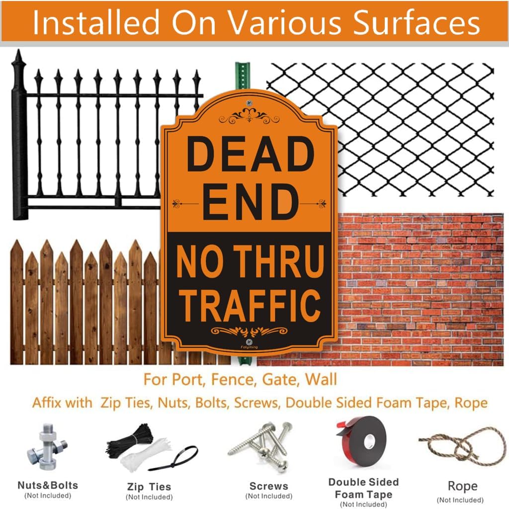 2 Pack Dead End No Thru Traffic Sign No Outlet No Turn Around No Through Traffic Signs Reflective Metal 18 x 12 Inches Reflective Metal UV Protected Weather Resistant Sturdy Rust Aluminum Waterproof