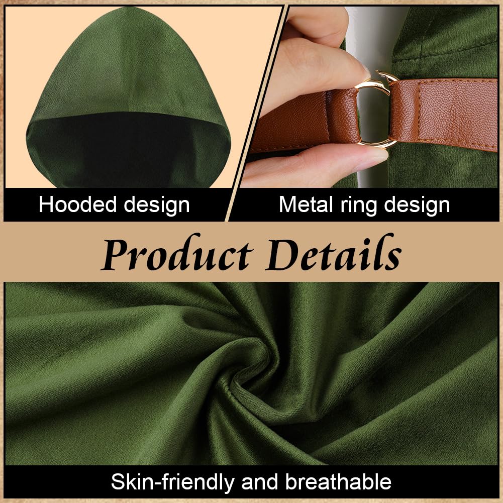 Medievale di Mantello con Cappuccio, Mantello Hobbit, 2PZ Mantella di Halloween per Donna Uomo con Collana, Renaissance Mantella per Adulti per Halloween Halloween Cosplay, 100CM