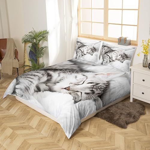 Miniatura 10 de Funda de edredón de animales de safari, tamaño Queen, funda de edredón de jirafa, lémur, rinoceronte, león, juego de ropa de cama para niños y