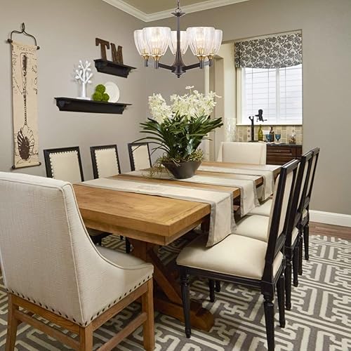 Miniatura 3 de Lámpara de araña de 20 pulgadas para comedor, acabado marrón, lámpara colgante de 5 luces para sala de estar, entrada, baño y dormitorio EH1502C5