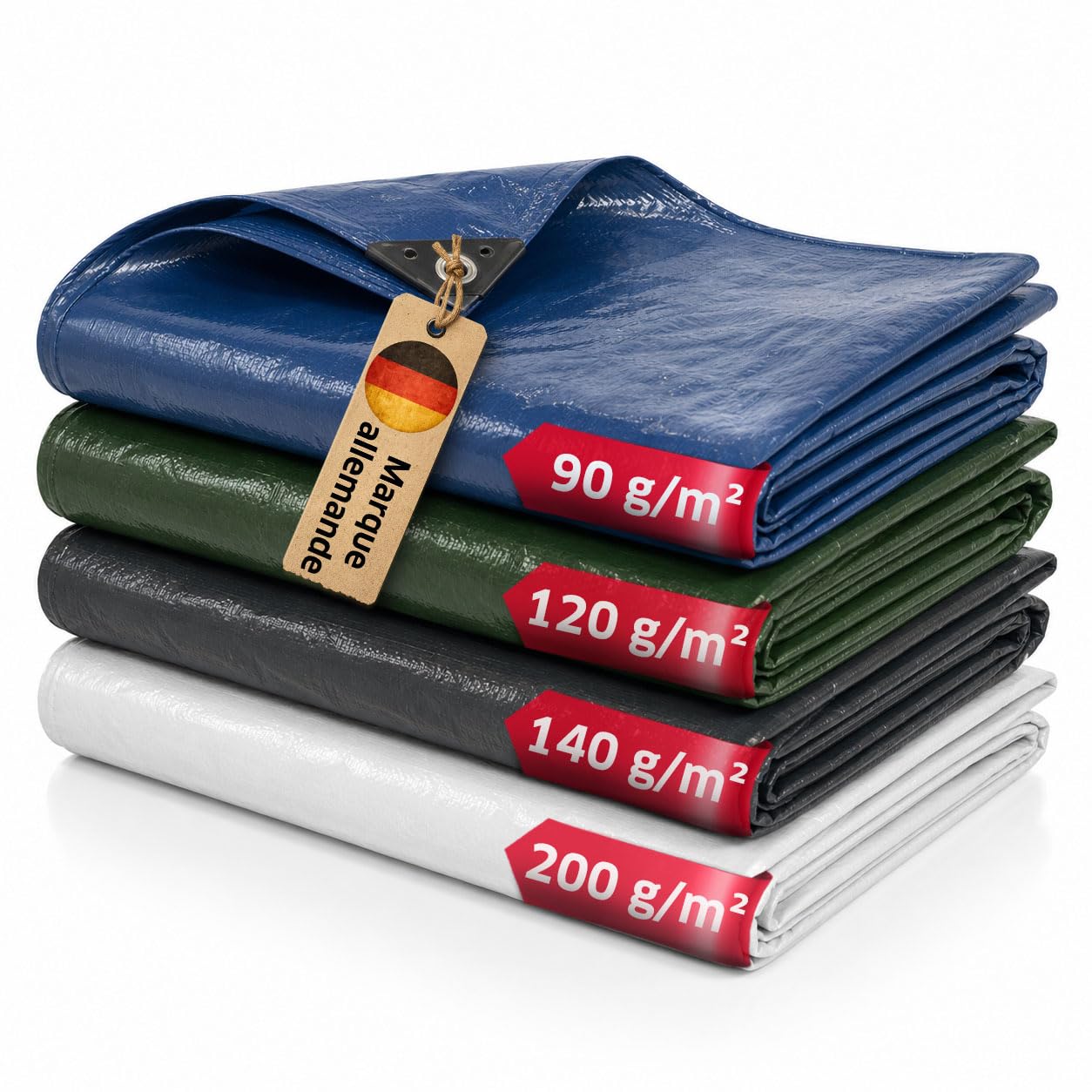 NOOR Bâche de Protection Easy - bâche en Tissu 90 g/m² - Verte 6x8 m