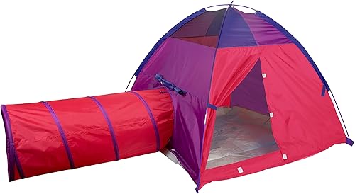 Vista 54 de Pacific Play Tents 20418 Neon Hide-Me Dome - Combo de tienda de campaña y túnel, tienda de campaña de 48 x 48 x 42 pulgadas de alto, túnel de 4 pies