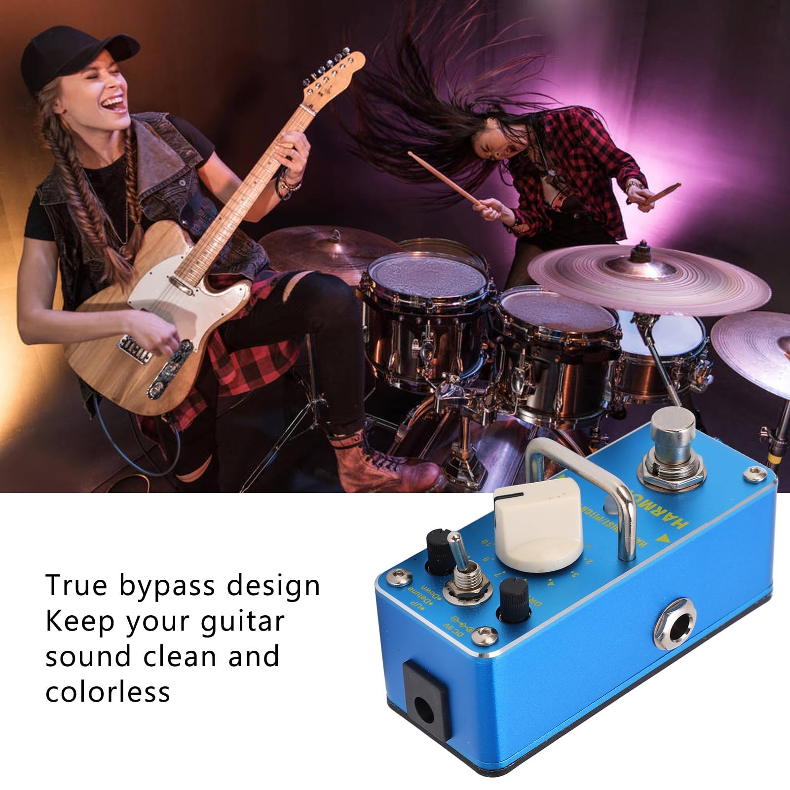 Sxhlseller Pedale Effetto Pitch Shifter Metal Blue con 3 modalità True Bypass per gli Amanti del Pedale Effetto Chitarra Metal Blue