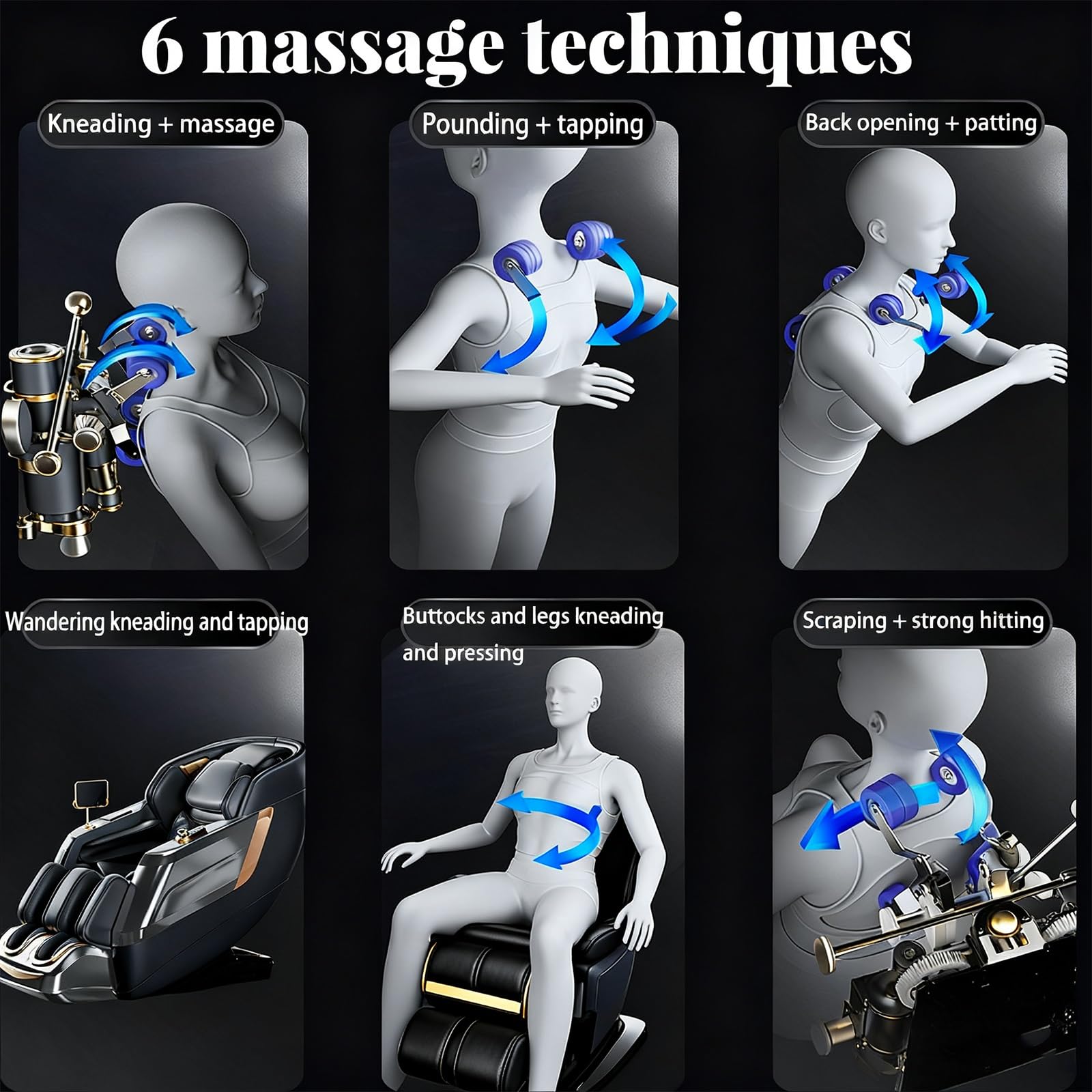 Sillón de Masaje Inteligente con rieles 4D SL, escaneo Corporal sillón reclinable de Gravedad Cero Masaje de amasamiento con airbag de Cuerpo Completo Apto para Uso doméstico(Orange)