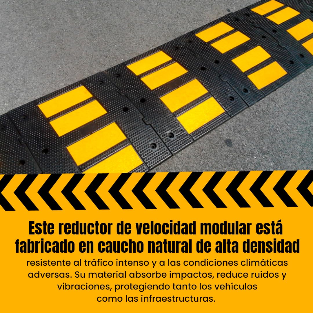 Pack de 2 Reductores de Velocidad de Caucho 5×60×50 cm Antideslizantes para Aparcamientos