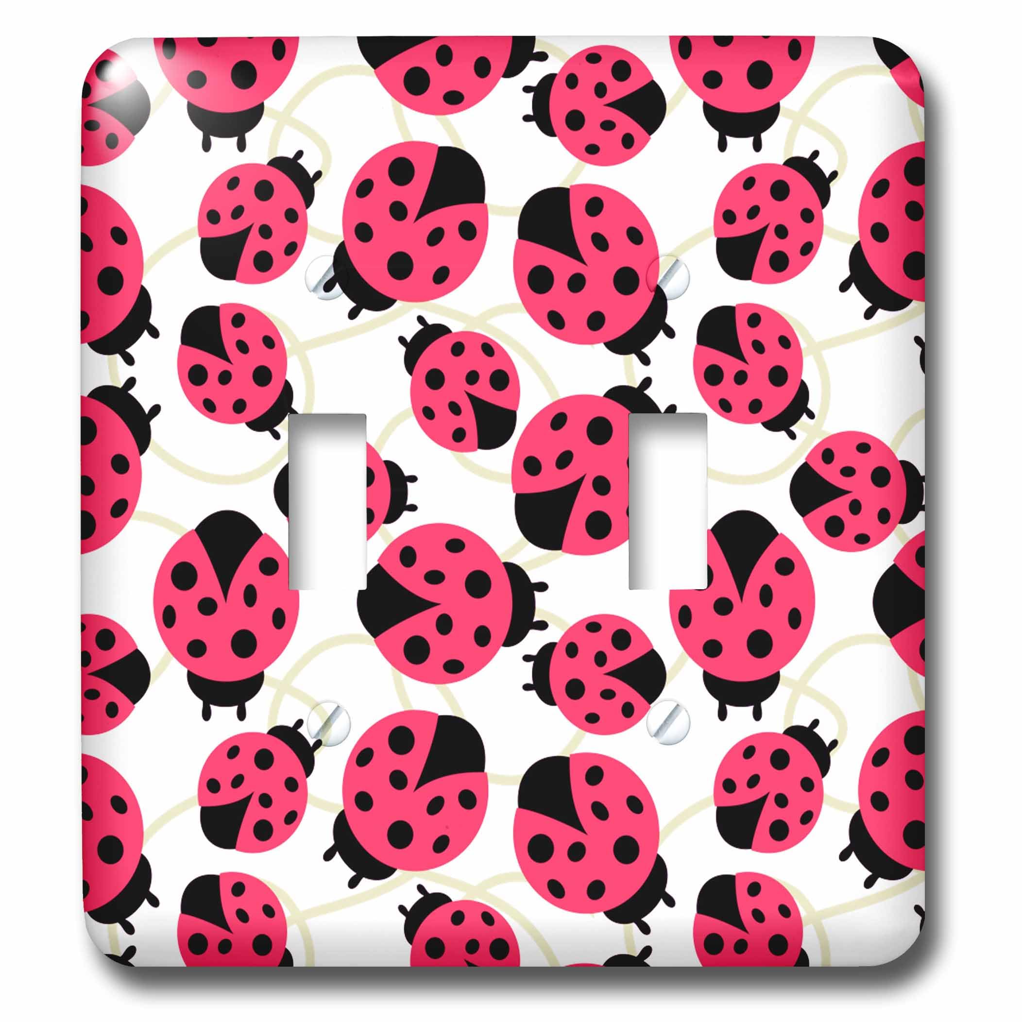 Interrupteur à baïonnette décoratif rose motif coccinelles 3dRose LSP_51931_2 pour cloison