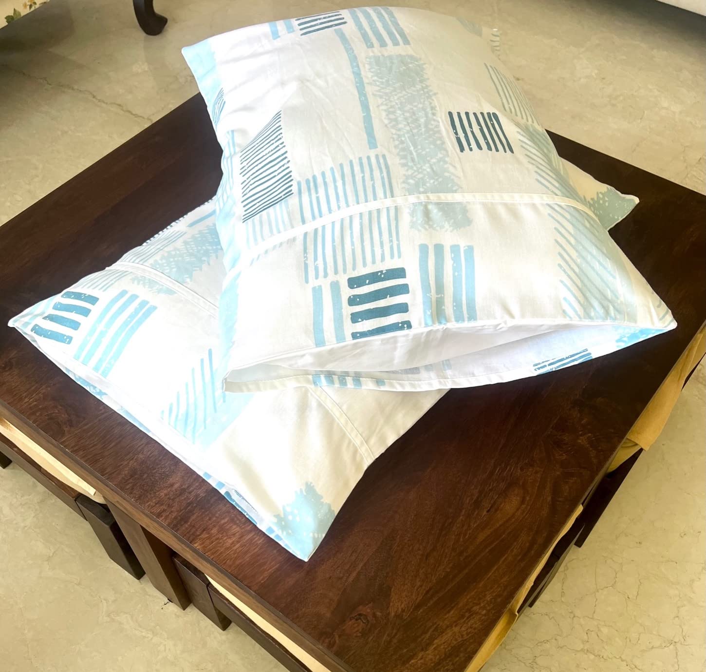 Buy Pilovilo Set of 2 Pillow Covers 100 Cotton White with Blue Pattens Large Size Pillow Cases